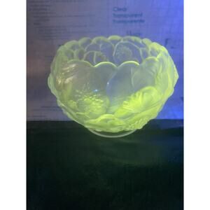 Depression Era Satin Frosted Glass Bowl Water Lily Crystal
